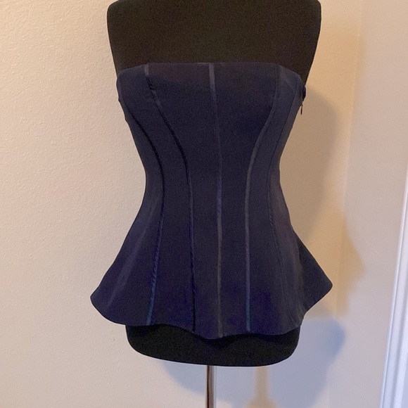 Victoria's Secret Tops - |•VICTORIA’S SECRET•| Strapless Dark Blue Ribbed Top 6